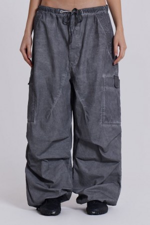 Jadedlondon Black Oil Wash Parachute Pants | JADLDN24090