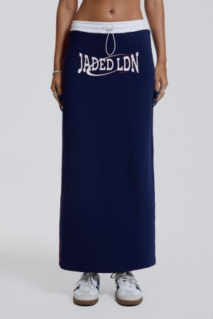 Jadedlondon Blueprint Jersey Maxi Skirt With Toggle Detail | JADLDN24202