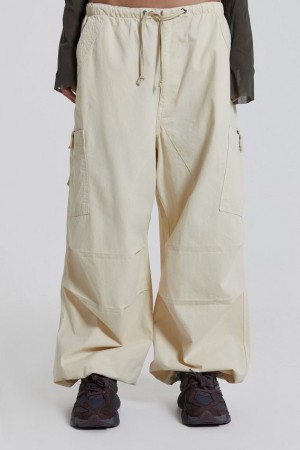 Jadedlondon Ecru Parachute Cargo Pants | JADLDN24078