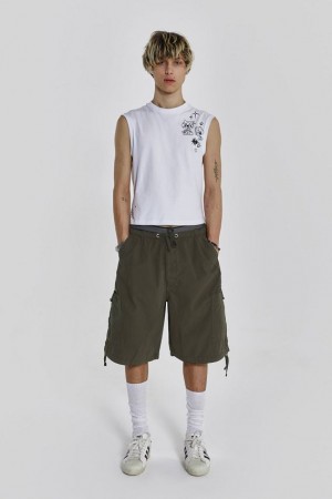 Jadedlondon Khaki Parachute Cargo Shorts | JADLDN24751