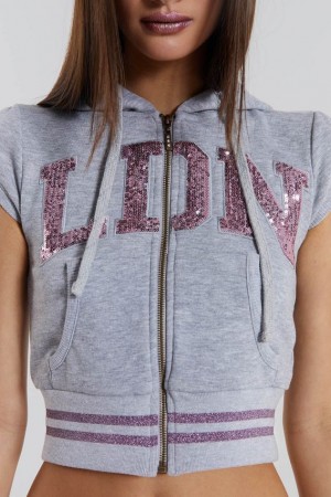 Jadedlondon Landmark Sequin Zip Up | JADLDN24004