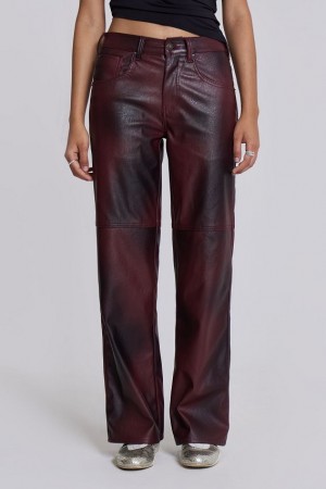 Jadedlondon Oxblood Faux Leather Pants | JADLDN24070