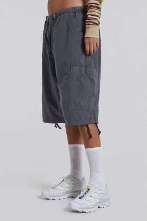 Jadedlondon Vintage Grey Parachute Cargo Shorts | JADLDN24145