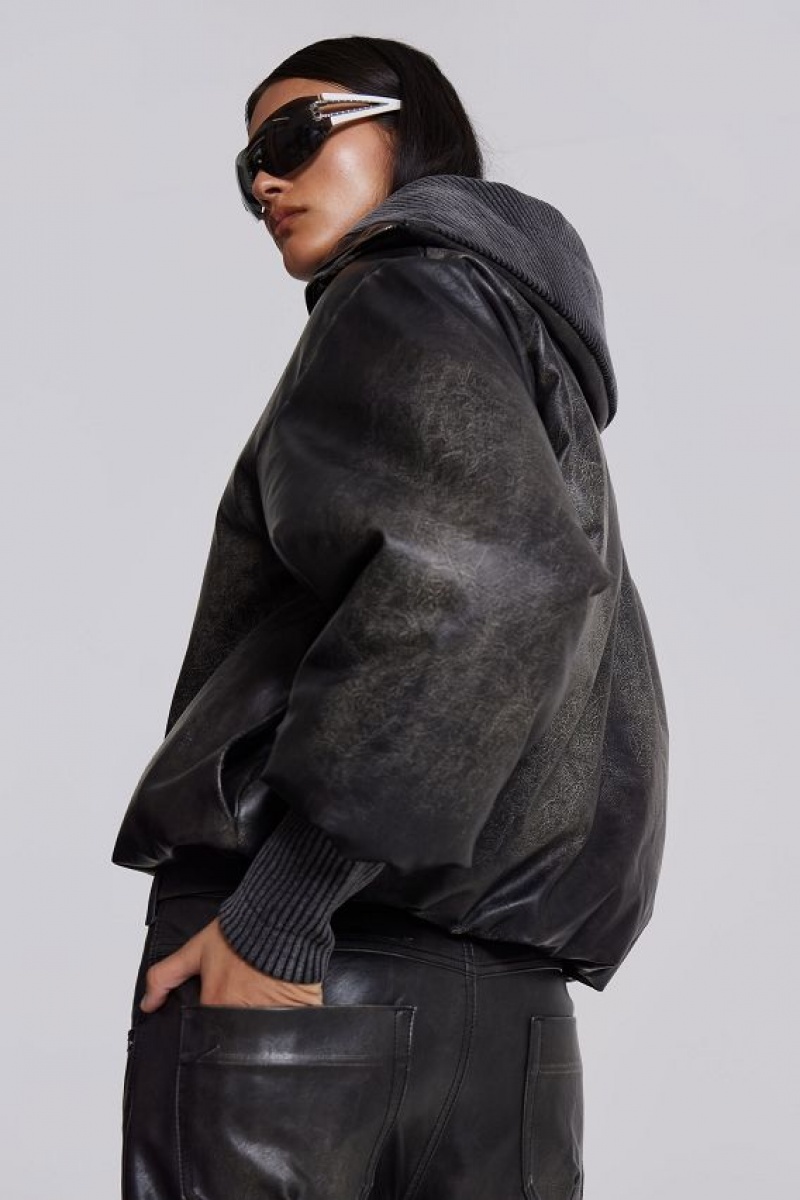 Jadedlondon Alloy Vegan Leather Bomber Jacket | JADLDN24188