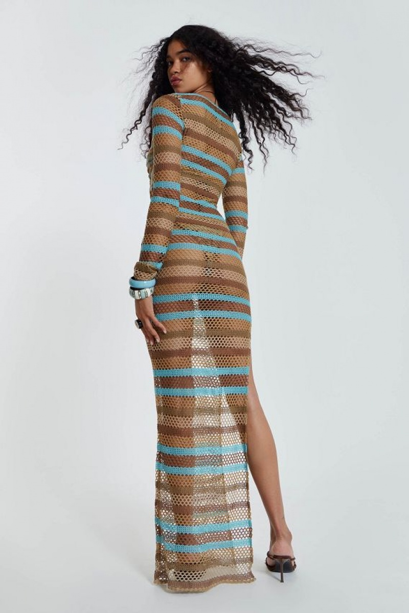 Jadedlondon Allure Stripe Knitted Maxi Dress | JADLDN23818