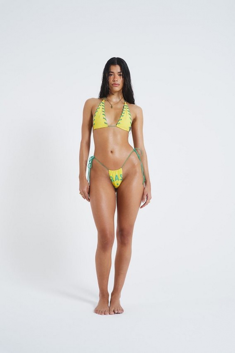 Jadedlondon Amarela Ruched Thong Bikini Bottoms | JADLDN24306