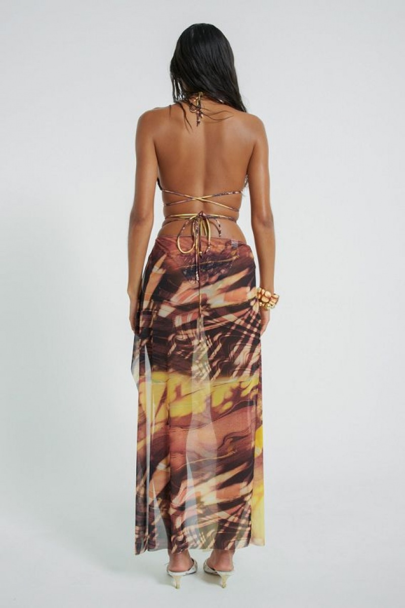 Jadedlondon Aphrodite Wrap Around Mesh Maxi Skirt | JADLDN24205