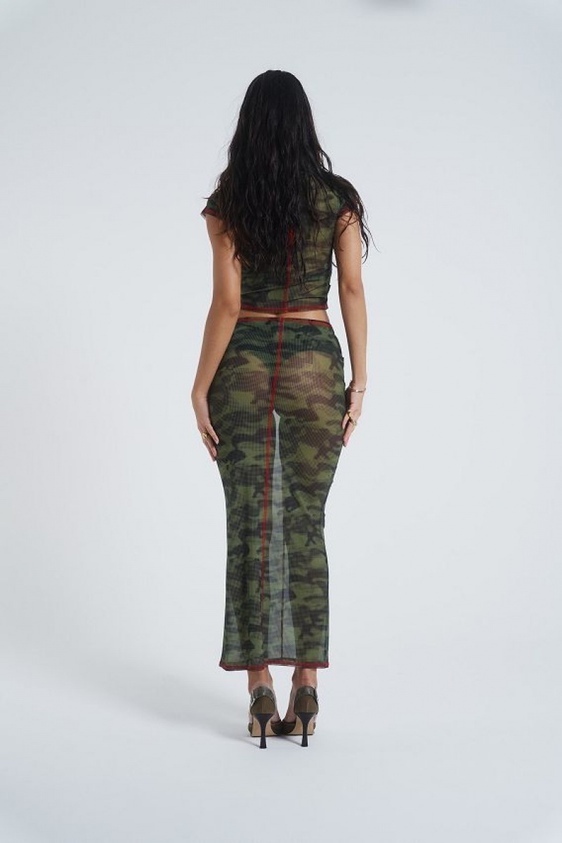 Jadedlondon Astro Camo Mesh Maxi Skirt | JADLDN24352