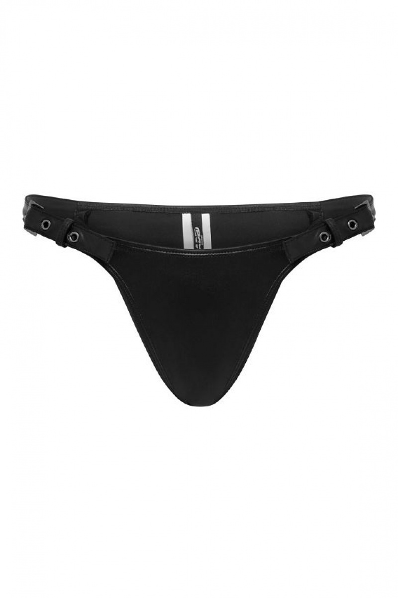 Jadedlondon Black Hydra Micro Bikini Bottoms With Buckle Detail | JADLDN24345