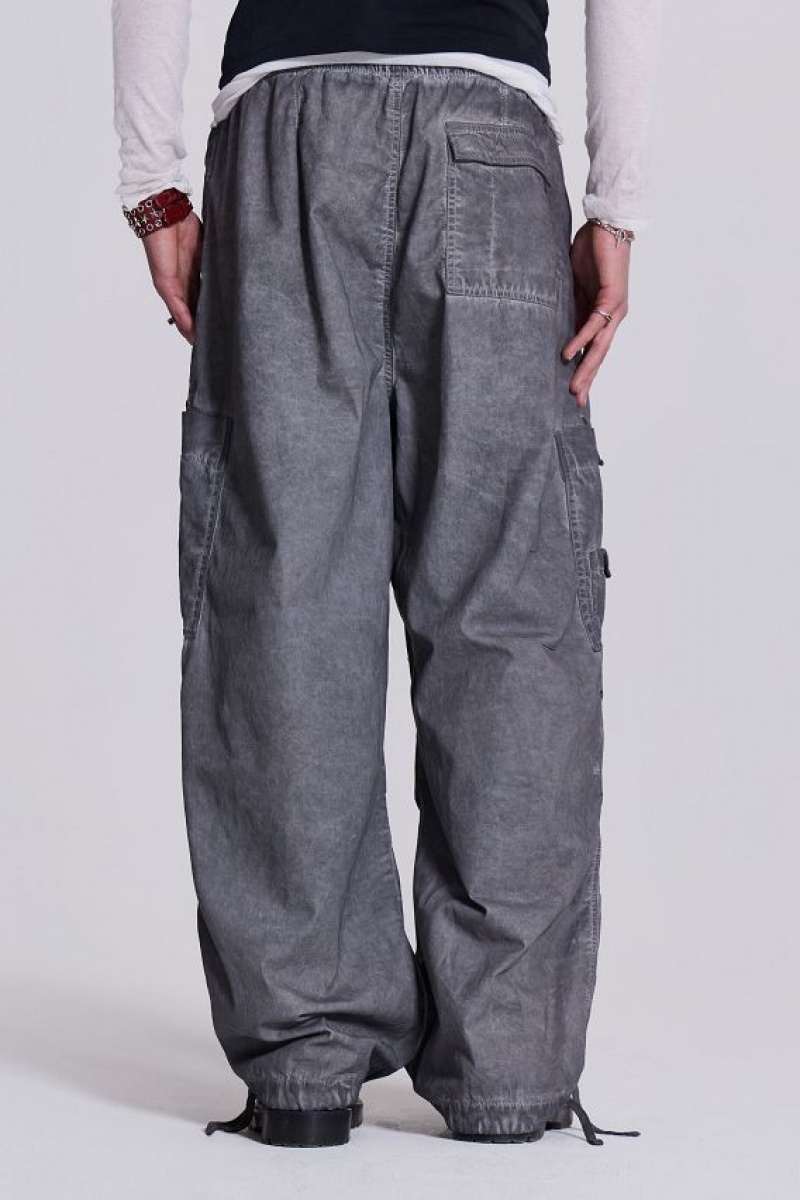 Jadedlondon Black Oil Wash Parachute Pants | JADLDN24786