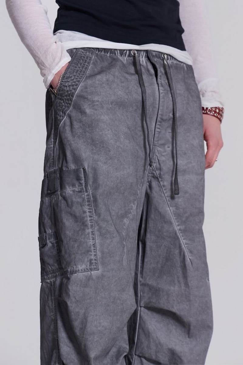 Jadedlondon Black Oil Wash Parachute Pants | JADLDN24786