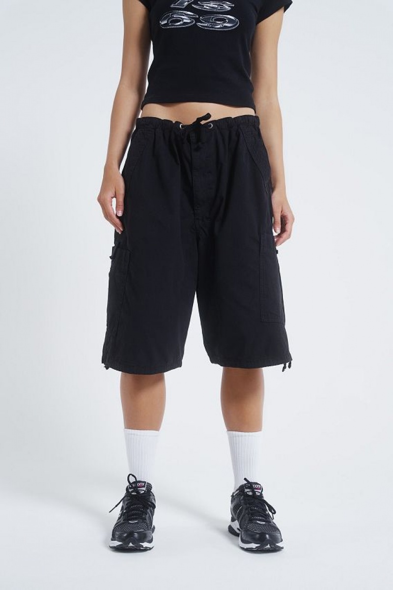 Jadedlondon Black Parachute Cargo Shorts | JADLDN24144