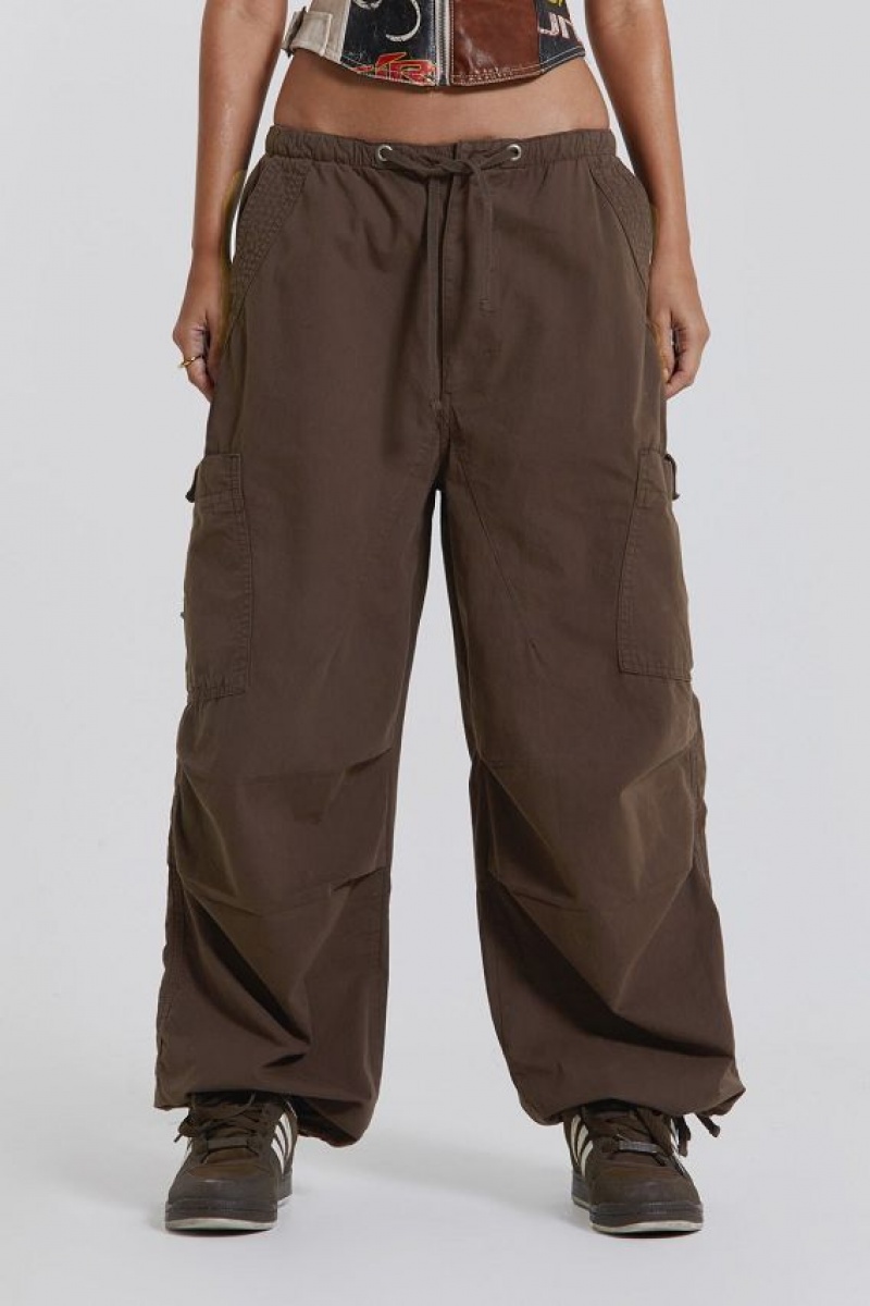 Jadedlondon Brown Parachute Cargo Pants | JADLDN24079