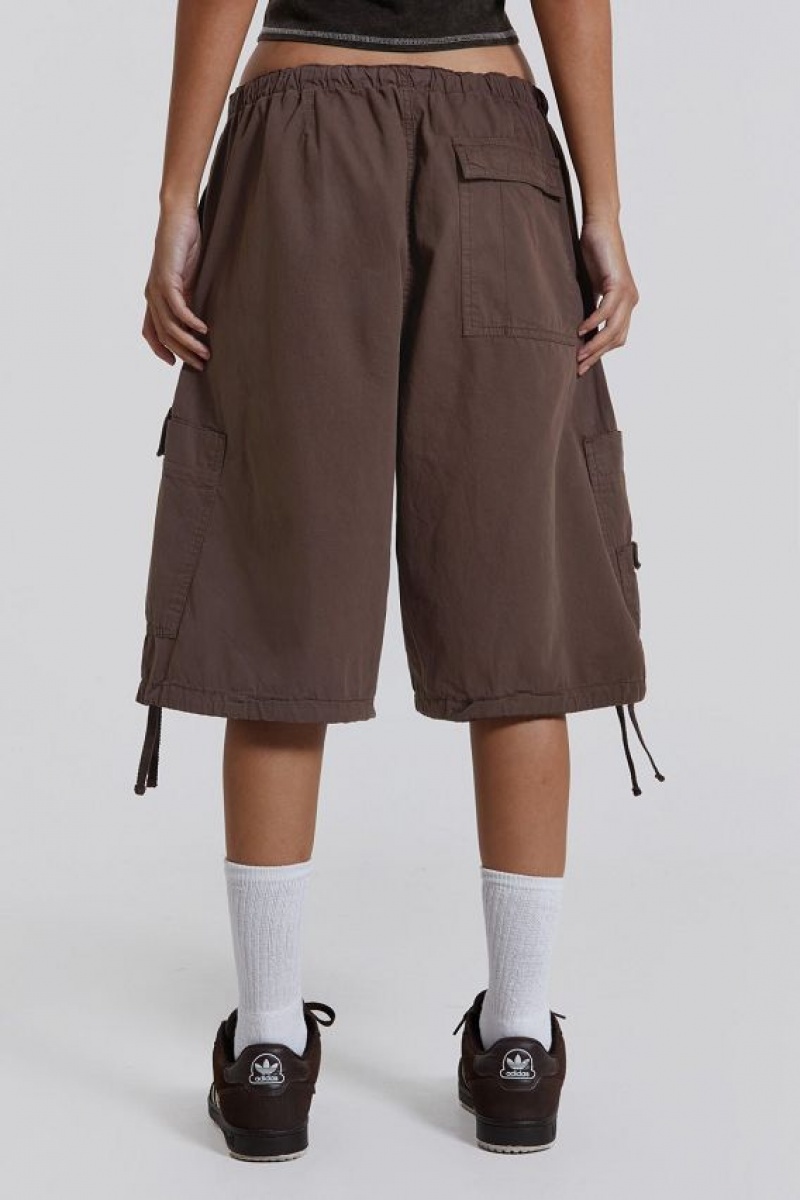 Jadedlondon Brown Parachute Cargo Shorts | JADLDN24146