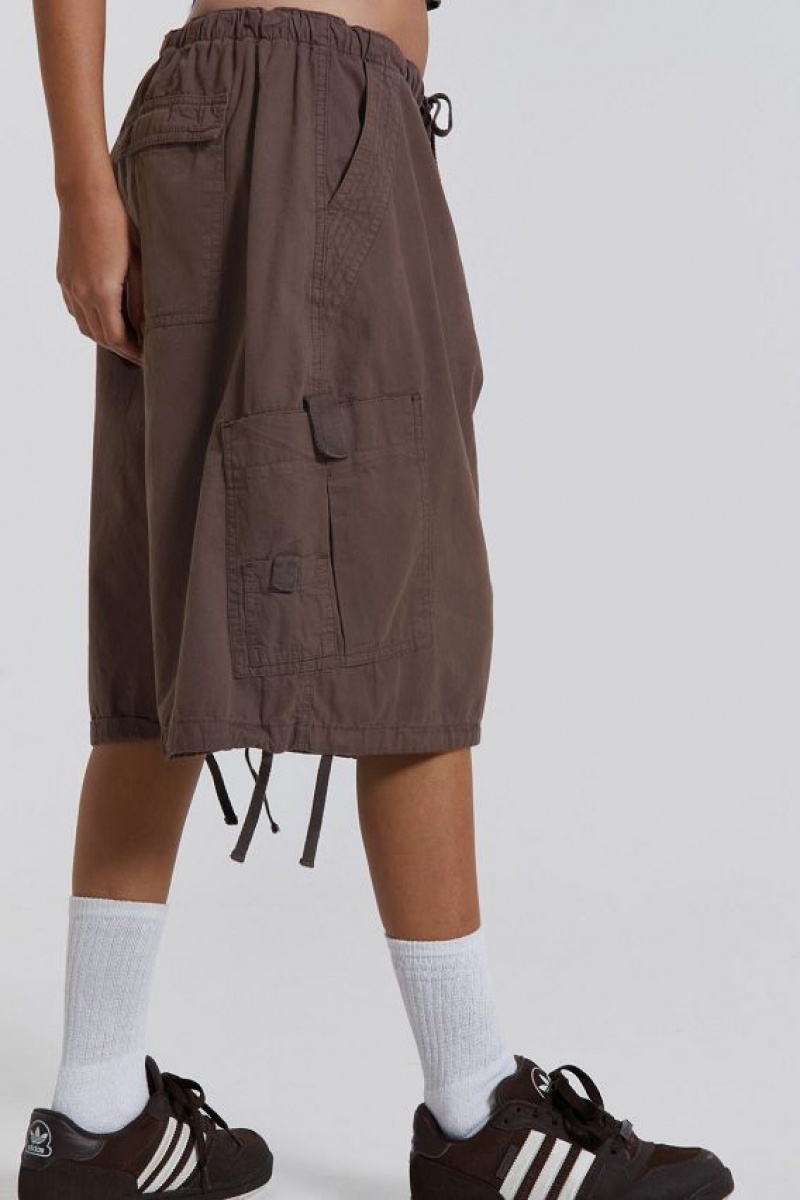 Jadedlondon Brown Parachute Cargo Shorts | JADLDN24146