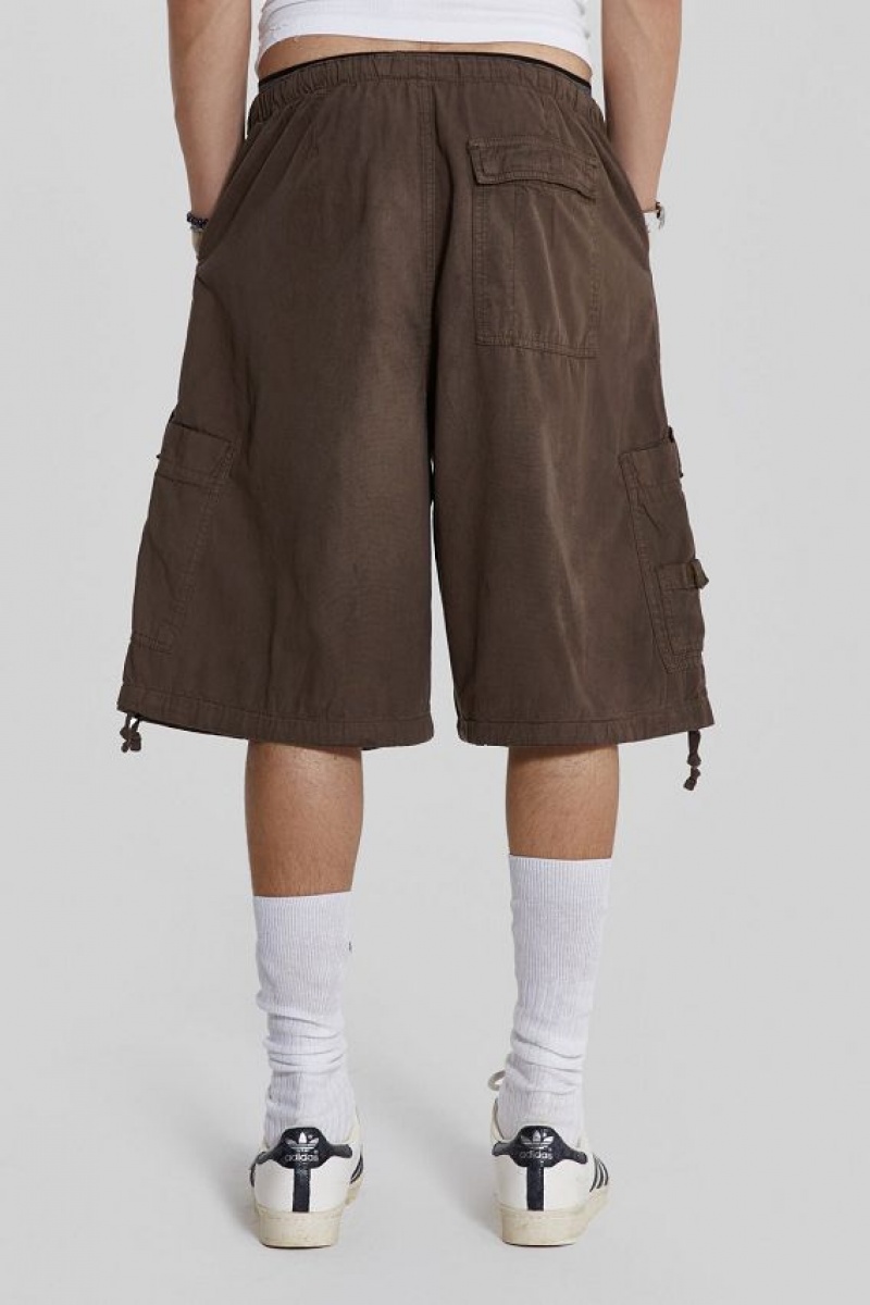 Jadedlondon Brown Parachute Cargo Shorts | JADLDN24572