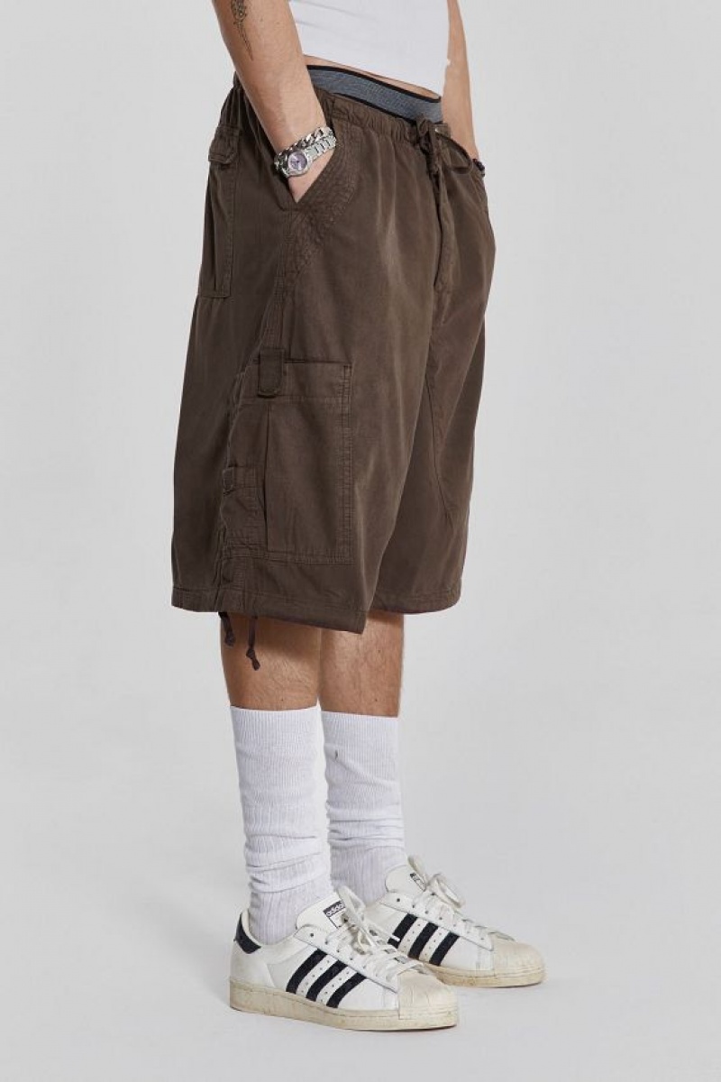 Jadedlondon Brown Parachute Cargo Shorts | JADLDN24572