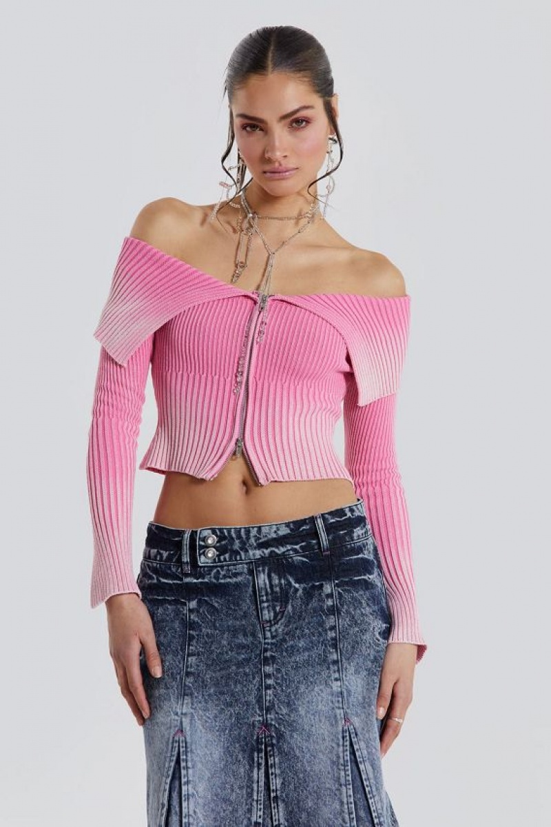 Jadedlondon Candy Pink Tribeca Knitted Top | JADLDN23955