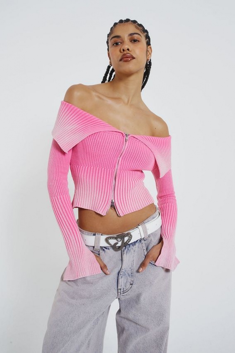 Jadedlondon Candy Pink Tribeca Knitted Top | JADLDN24048