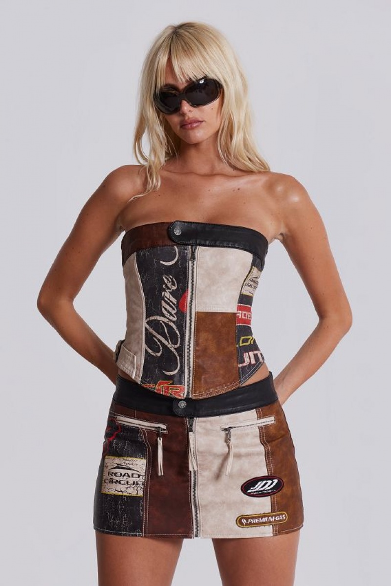 Jadedlondon Daytona Vegan Leather Corset Top | JADLDN23936