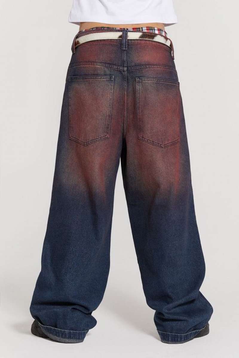 Jadedlondon Deep Red Colossus Jeans | JADLDN24479