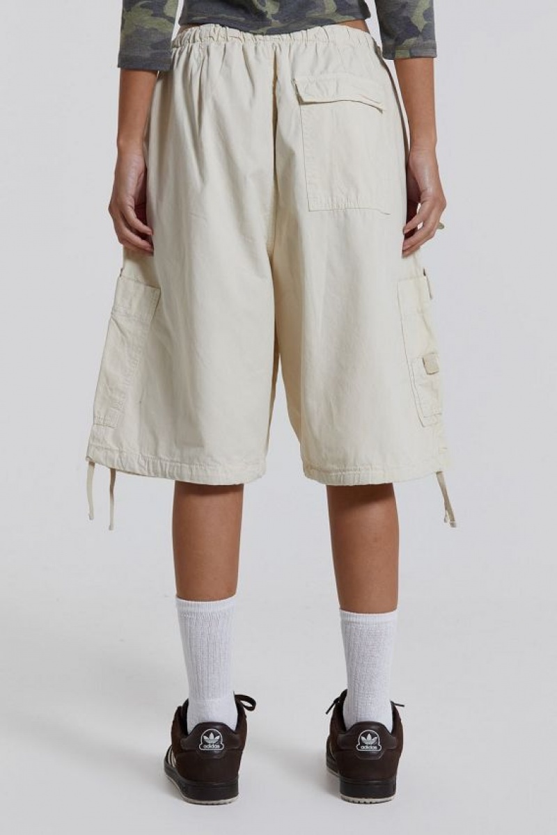 Jadedlondon Ecru Parachute Cargo Shorts | JADLDN24148