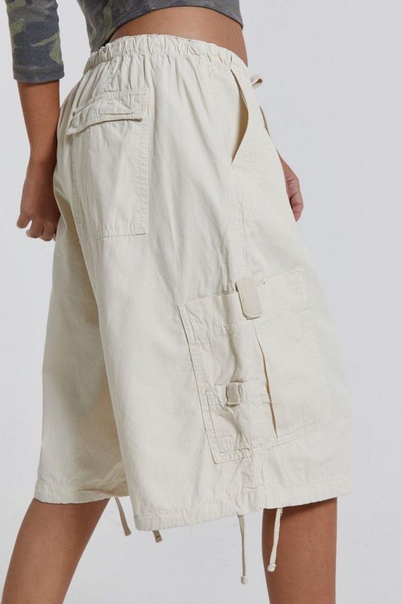 Jadedlondon Ecru Parachute Cargo Shorts | JADLDN24148