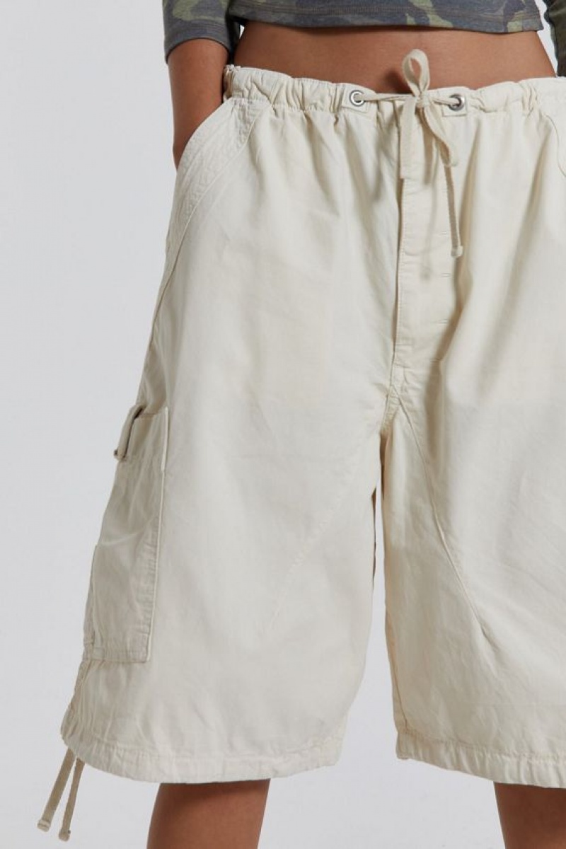 Jadedlondon Ecru Parachute Cargo Shorts | JADLDN24148