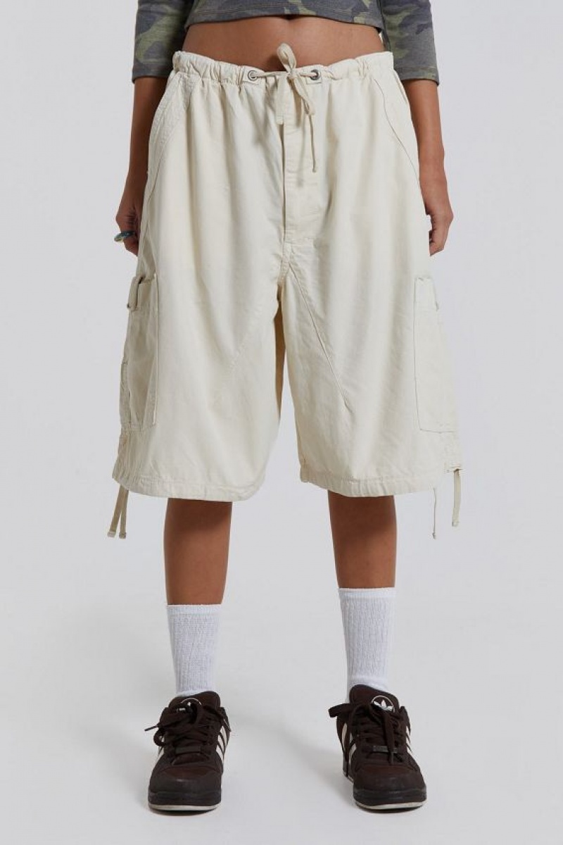 Jadedlondon Ecru Parachute Cargo Shorts | JADLDN24148