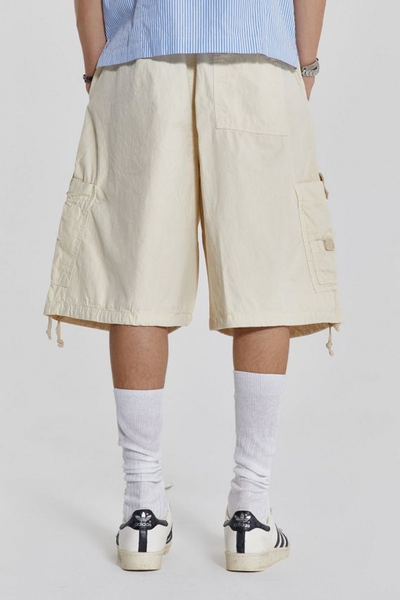 Jadedlondon Ecru Parachute Cargo Shorts | JADLDN24574