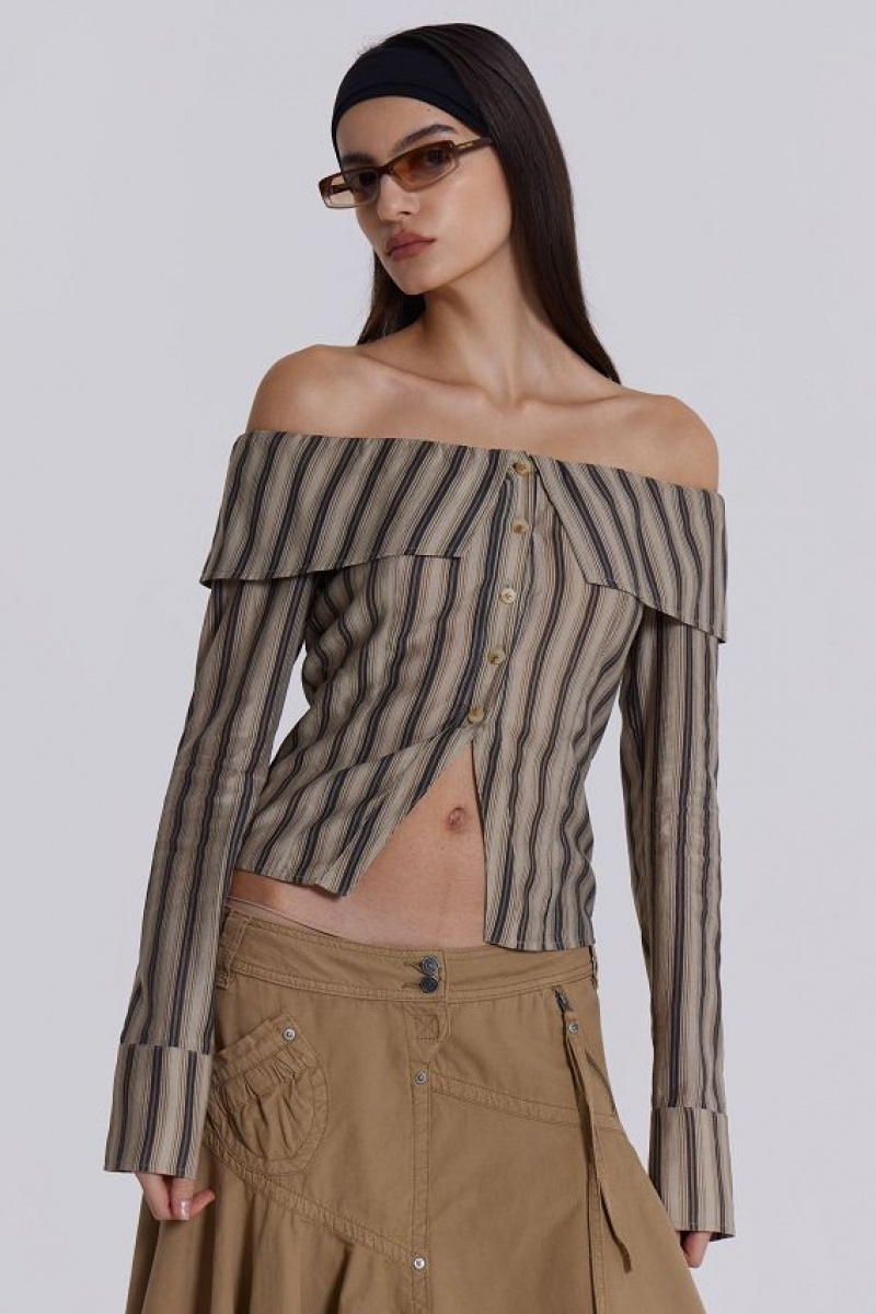 Jadedlondon Emra Off The Shoulder Shirt | JADLDN24058