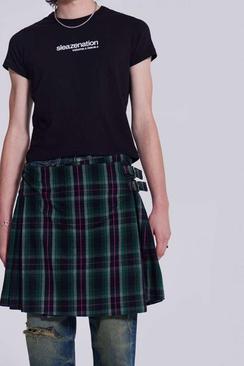 Jadedlondon Green Check Mini Fraser Kilt | JADLDN24789