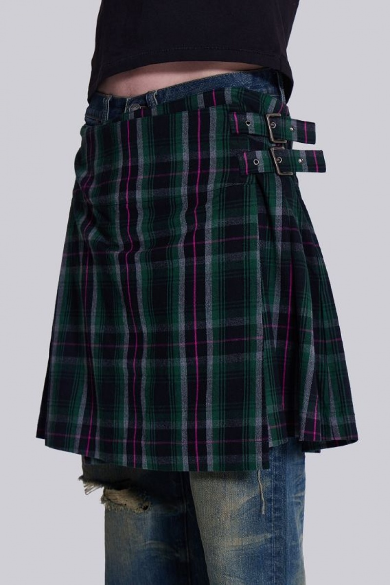 Jadedlondon Green Check Mini Fraser Kilt | JADLDN24789