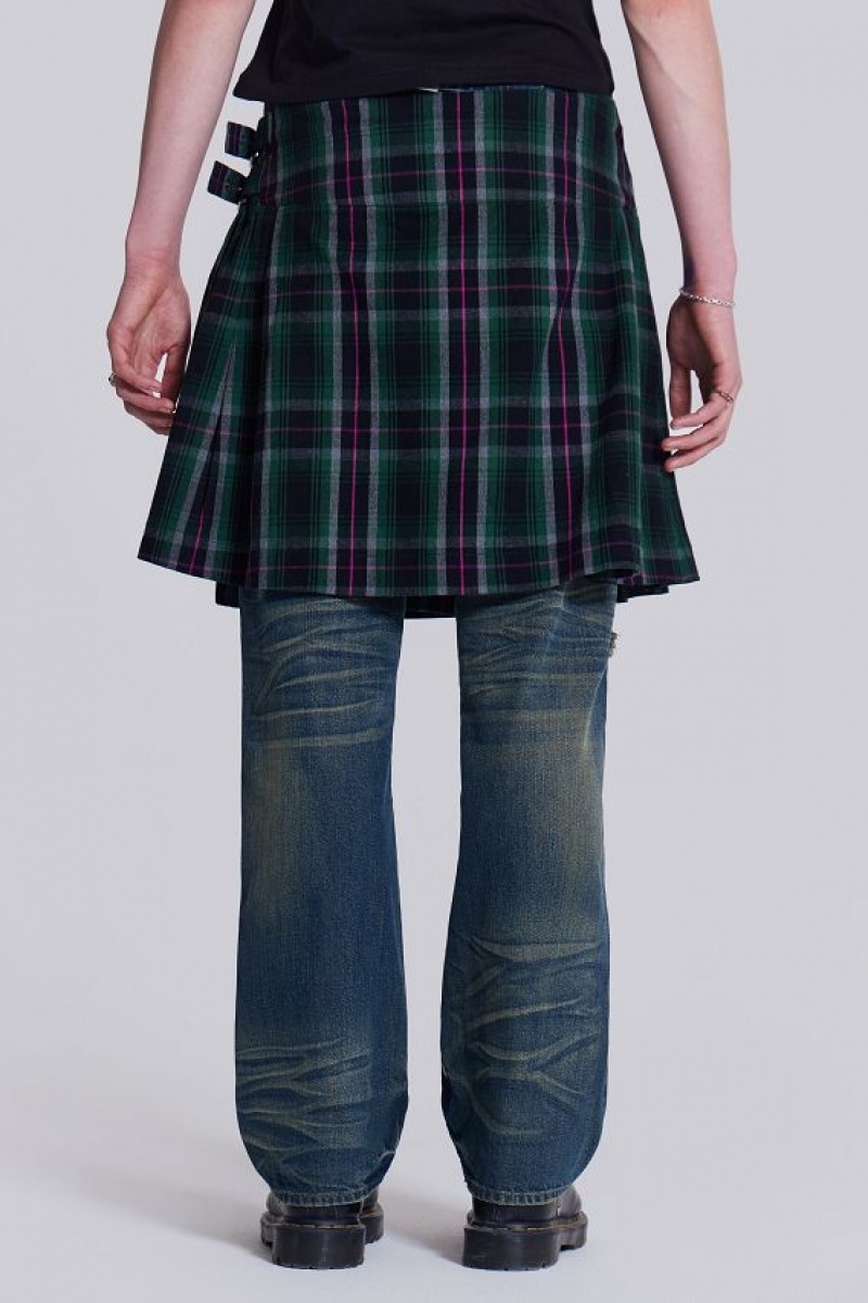 Jadedlondon Green Check Mini Fraser Kilt | JADLDN24789