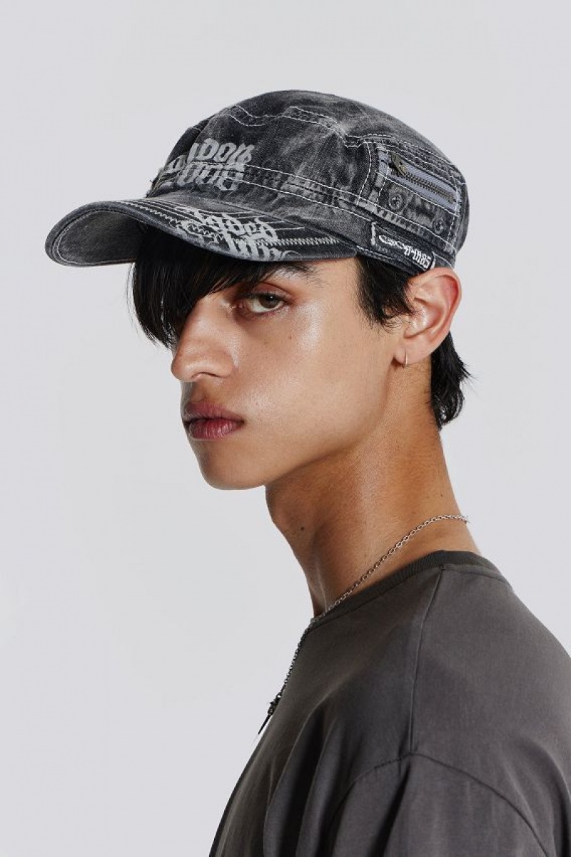 Jadedlondon Grey Denim Collide Hat | JADLDN24888