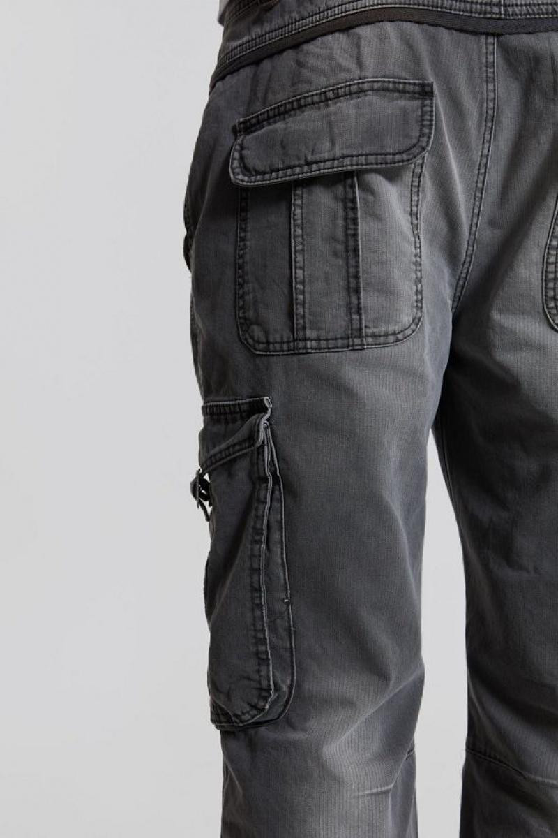 Jadedlondon Grey Slub Denim Cargos | JADLDN24743