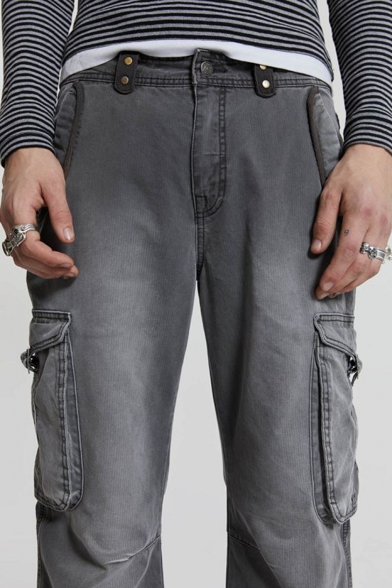 Jadedlondon Grey Slub Denim Cargos | JADLDN24743