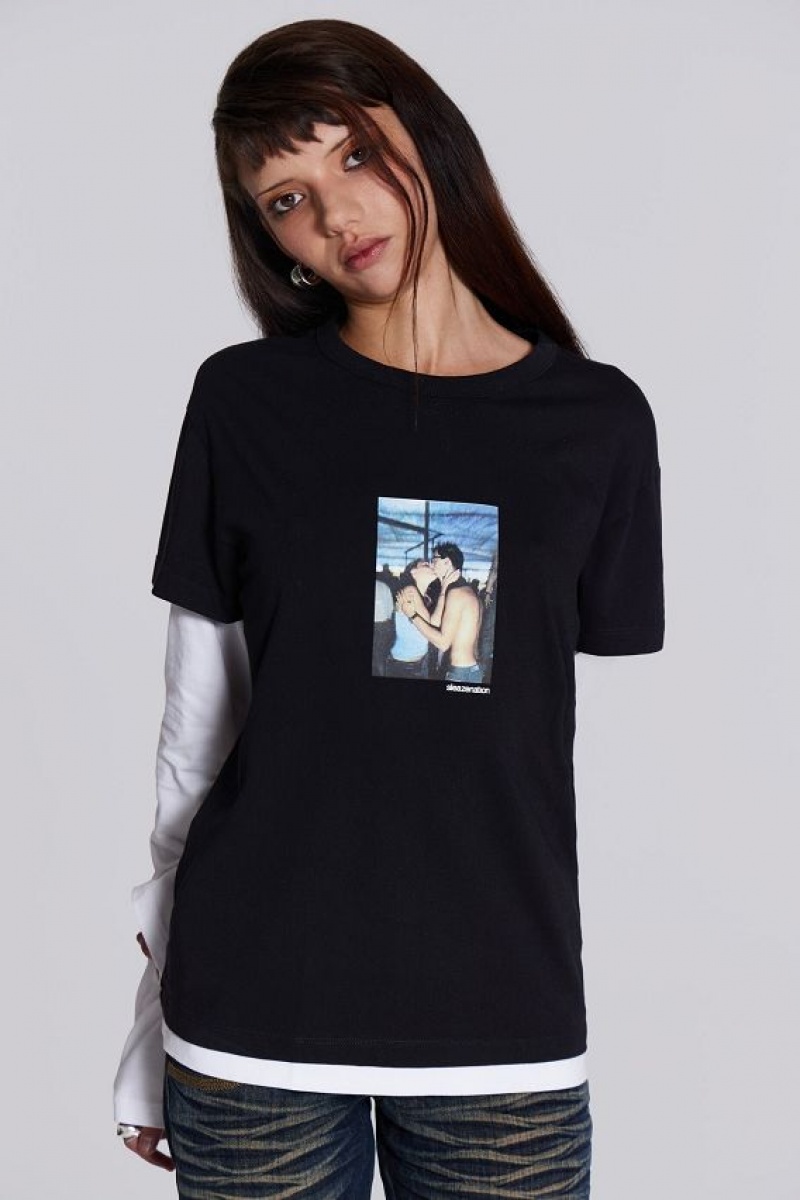 Jadedlondon Ibiza Kiss Double Layer Tee | JADLDN23913