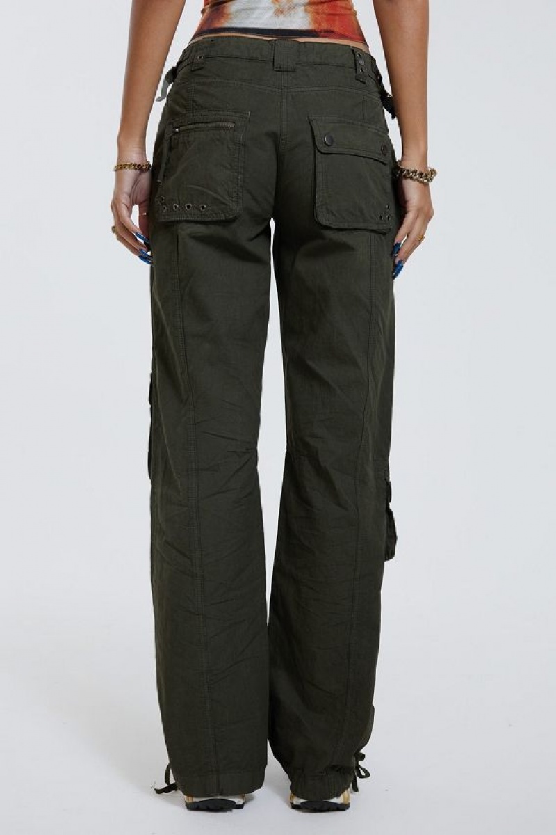 Jadedlondon Khaki Low Rise Cargo Pants | JADLDN24067