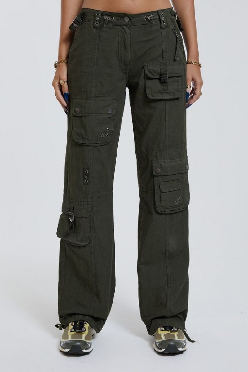 Jadedlondon Khaki Low Rise Cargo Pants | JADLDN24067