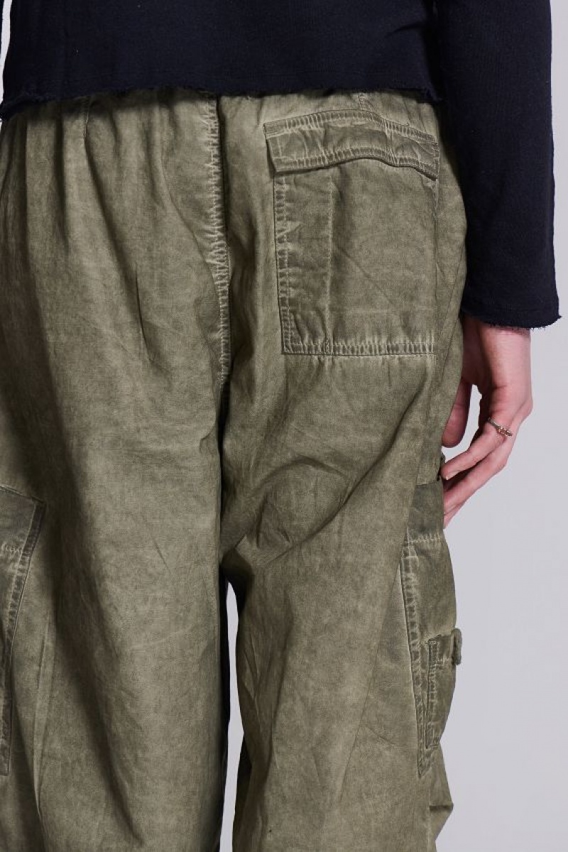 Jadedlondon Khaki Oil Wash Parachute Pants | JADLDN24785