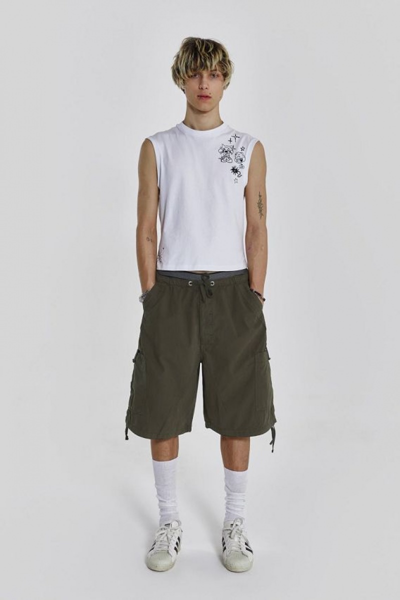 Jadedlondon Khaki Parachute Cargo Shorts | JADLDN24573