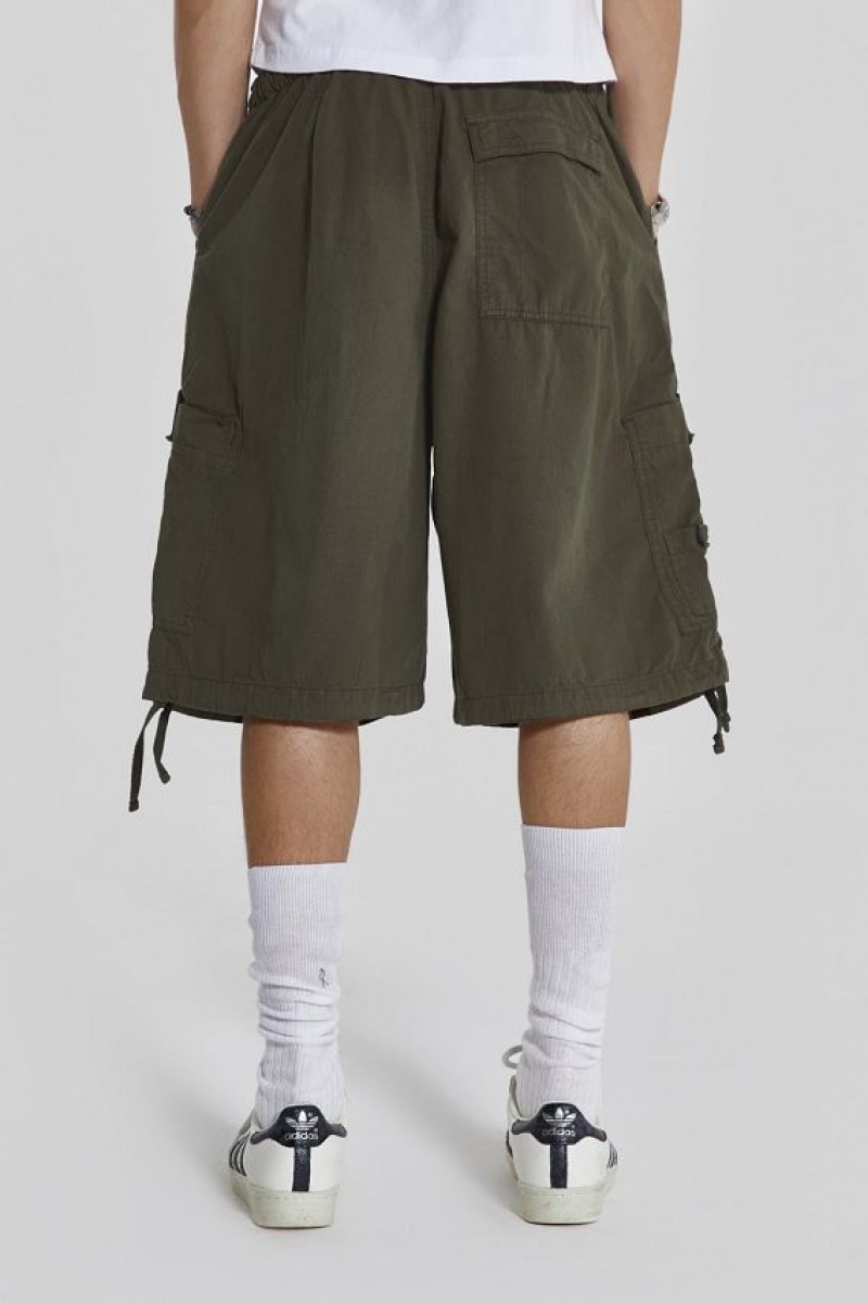 Jadedlondon Khaki Parachute Cargo Shorts | JADLDN24751