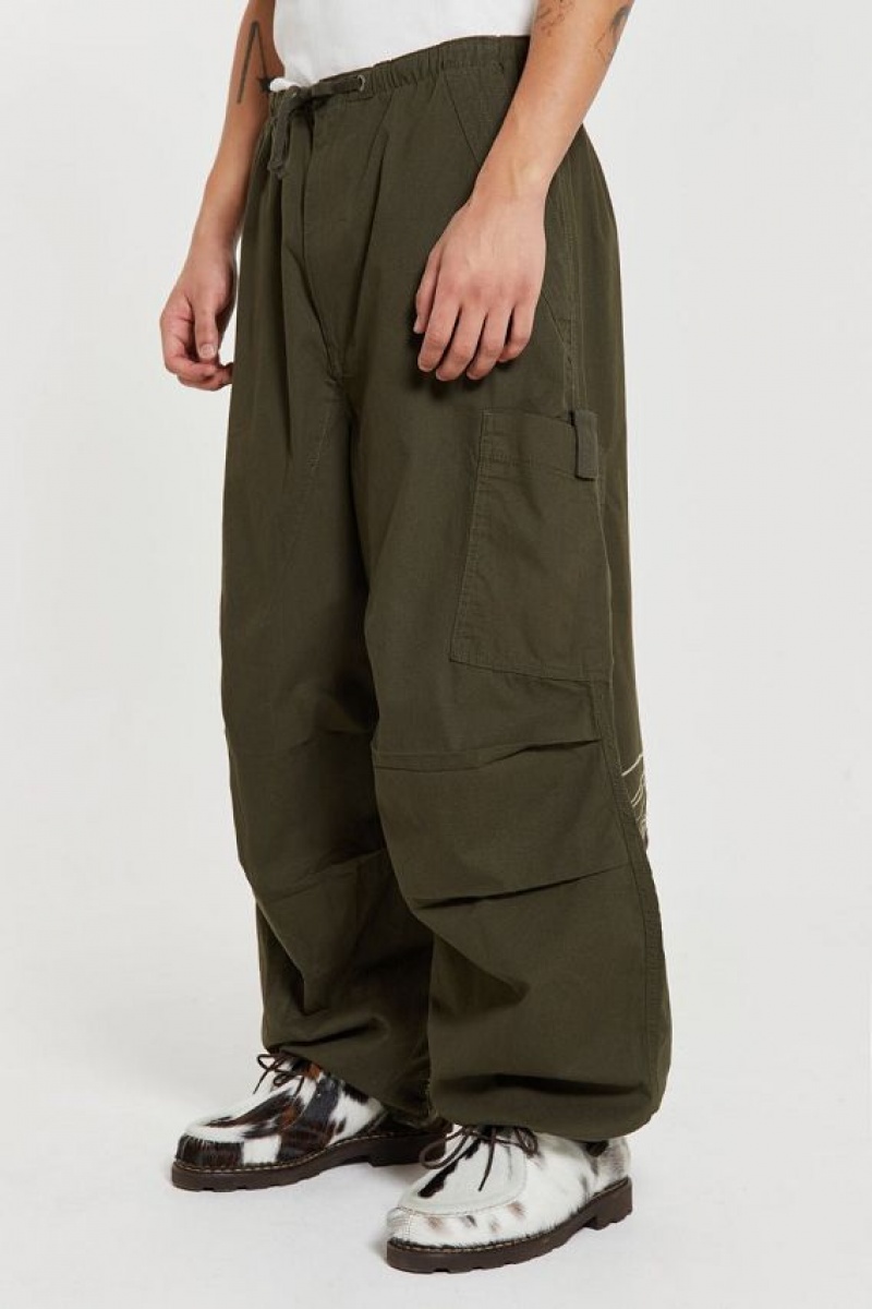 Jadedlondon Khaki Topograph Parachute Pants | JADLDN24739