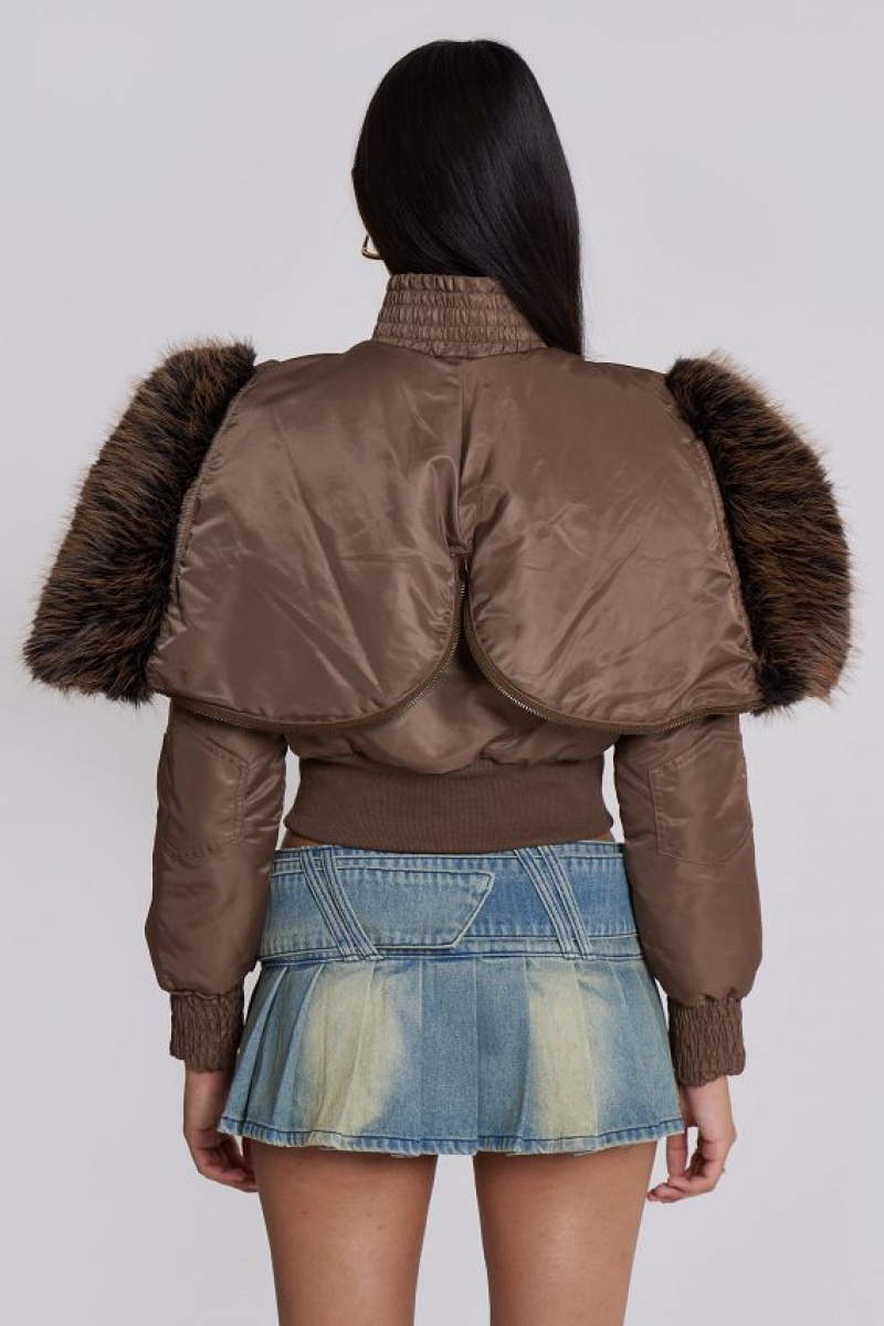 Jadedlondon Lennux Faux Fur Bomber Jacket | JADLDN24186