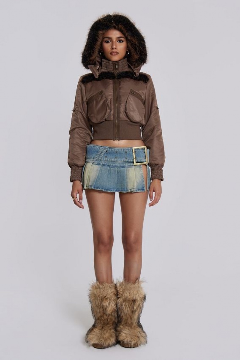 Jadedlondon Lennux Faux Fur Bomber Jacket | JADLDN24186