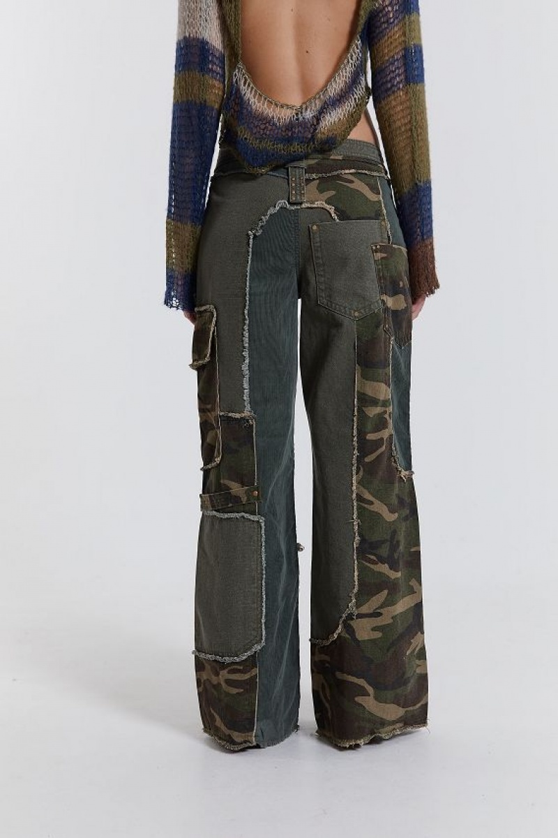 Jadedlondon Magna Camo Distressed Patchwork Jeans | JADLDN24424