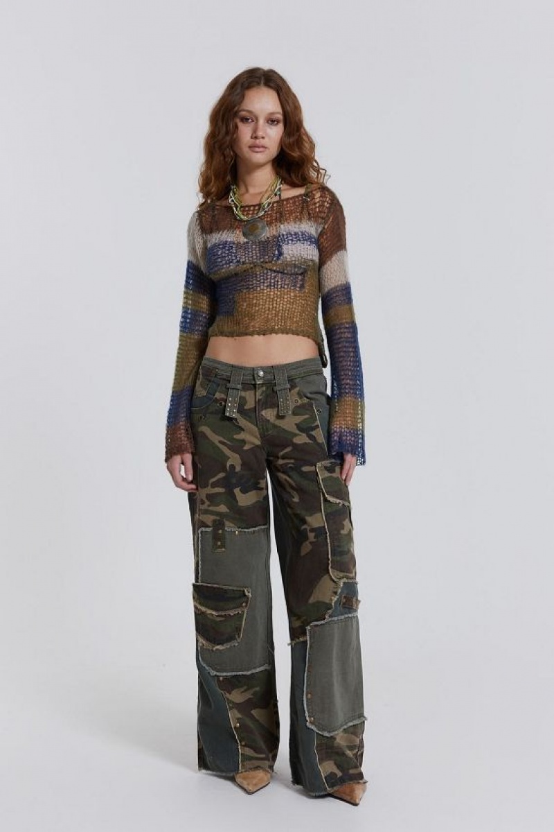 Jadedlondon Magna Camo Distressed Patchwork Jeans | JADLDN24424