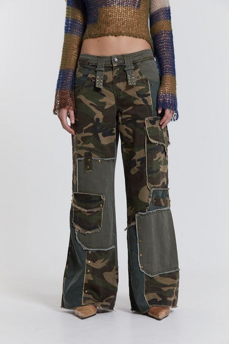 Jadedlondon Magna Camo Distressed Patchwork Jeans | JADLDN24424