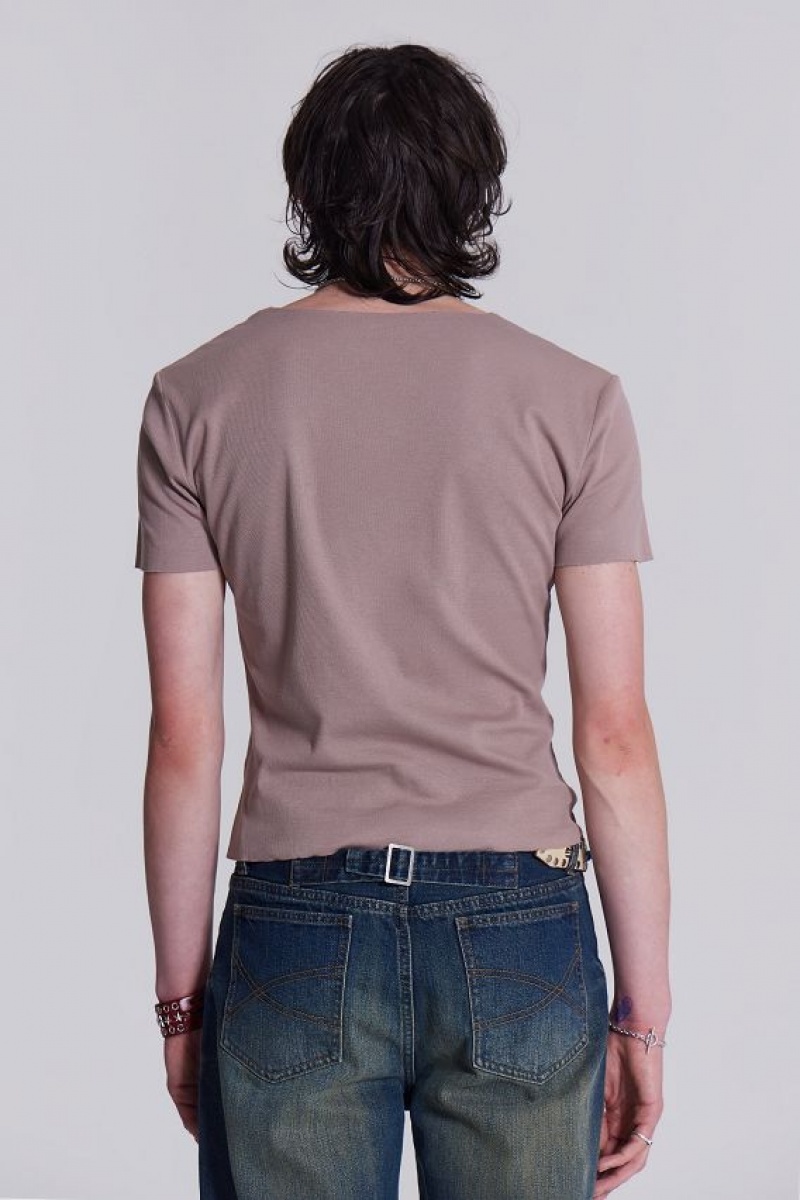 Jadedlondon Ntrls Taupe Rib Tee | JADLDN24663